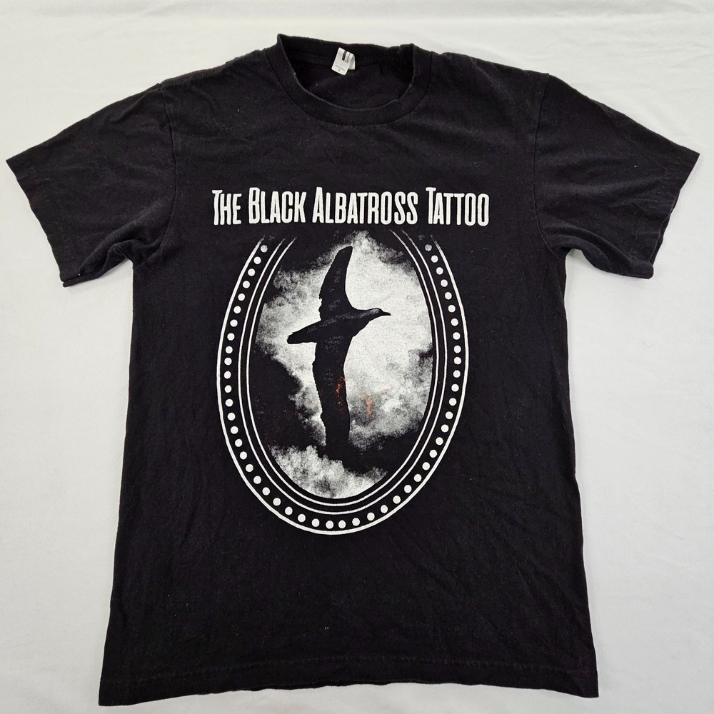 Black Albatross Tattoos Black Short Sleeve Cotton T-Shirt Men's S